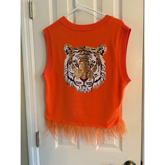Queen of Sparkles Clemson Tigers Feather Tank Top - Picture 2 of 5